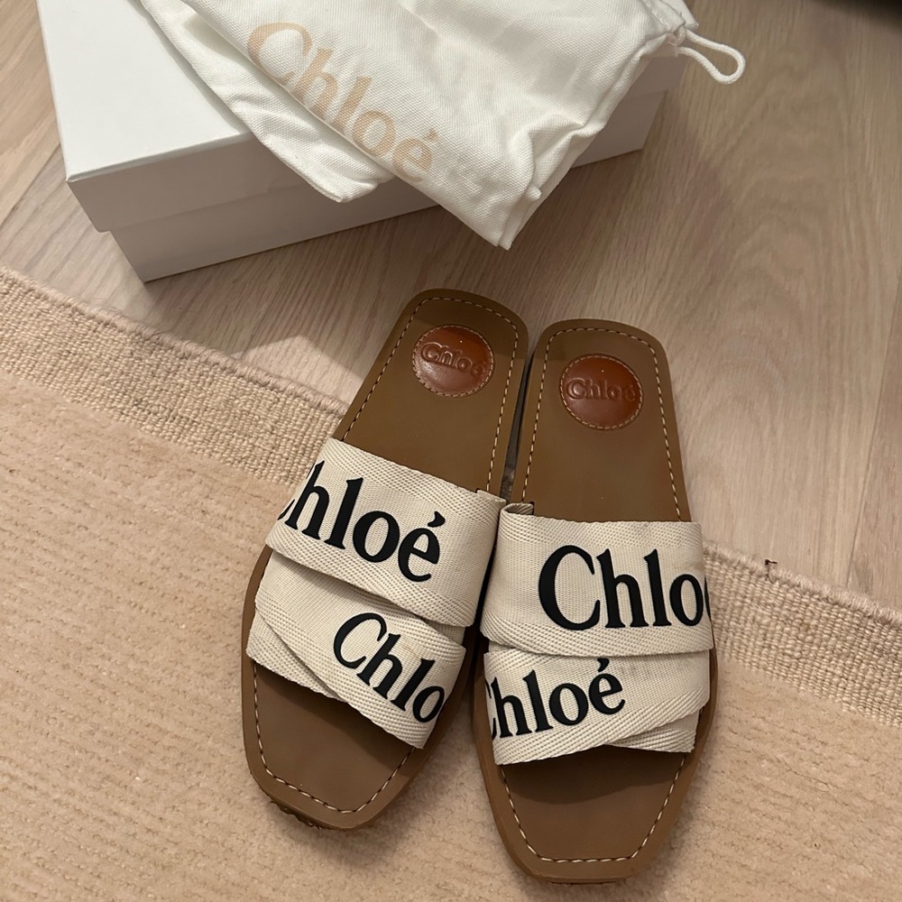 Chloe Flat Logo Sandals